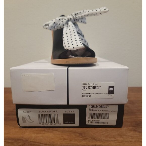 Dolce Vita Polk-a-Dot Amber Leather Open Toe Slip Mules Black White Size 8.5 - Picture 8 of 11